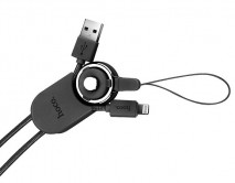 Кабель Hoco U21 Lightning - USB на ремешке черный, 0.77м 