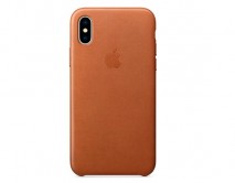 Чехол iPhone X Leather Case copy в упаковке коричневый 
