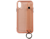 Чехол iPhone X/XS Cиликон с ремешком (розовый)