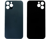 Задняя крышка (cтекло) iPhone 12 Pro (с увел. вырезом) синяя 1 класс 