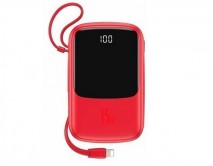 Внешний аккумулятор Power Bank 10000 mAh Baseus Digital Display (Lightning кабель)красный