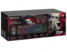 Игровой набор 5в1 (мышь, клавиатура, гарнитура, коврик, колонка) Defender Tor MHP-127 черный, 52127