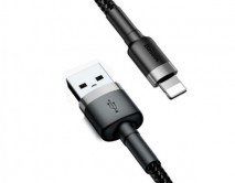 Кабель Baseus Cafule Cable Lightning-USB 2.4A  серый-черный, 1м (CALKLF-BG1)