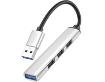 USB HUB Hoco HB26 4-in-1 (USB to USB3.0+USB2.0*3) серый