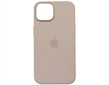 Чехол iPhone 14 Silicone Case MagSafe hi-copy, с яблоком, розовый 