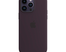 Чехол iPhone 14 Pro Max Silicone Case MagSafe hi-copy, с яблоком, фиолетовый 