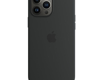 Чехол iPhone 13 Mini Silicone Case MagSafe hi-copy, с яблоком, черно-синий 