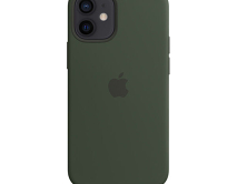 Чехол iPhone 12/12 Pro Silicone Case MagSafe hi-copy, с яблоком, темно-зеленый 