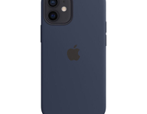 Чехол iPhone 12/12 Pro Silicone Case MagSafe hi-copy, с яблоком, темно-синий 