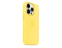 Чехол iPhone 14 Pro Silicone Case MagSafe hi-copy, с яблоком, канареечный желтый 