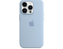 Чехол iPhone 14 Pro Max Silicone Case MagSafe hi-copy, с яблоком, голубой 