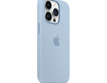 Чехол iPhone 14 Pro Max Silicone Case MagSafe hi-copy, с яблоком, голубой 