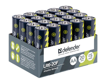 Батарейка AA Defender LR6-20F, алкалиновая, 20 штук в упаковке, 56014