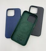 Чехол iPhone 15 Pro Classic Leather (темно-синий)
